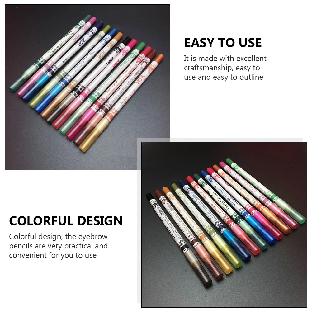 12pcs Singe Head Eyebrow Eye Liner Pencils Female Makeup Pens Eye Gels Pens
