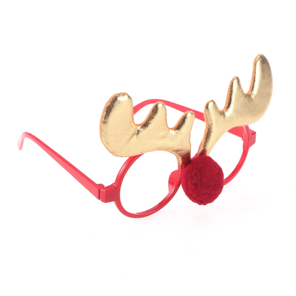 Christmas Fancy Dress Party Funny Glasses Frame Reindeer Antler Sunglasses Novelty Christmas Costume Ornaments Decoration Gifts Glasses Without Lenses