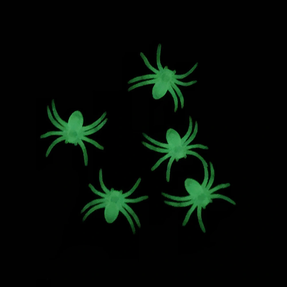 1 Set 12Pcs Halloween Simulation Spiders Luminous Artificial Spiders (Random Color Style)