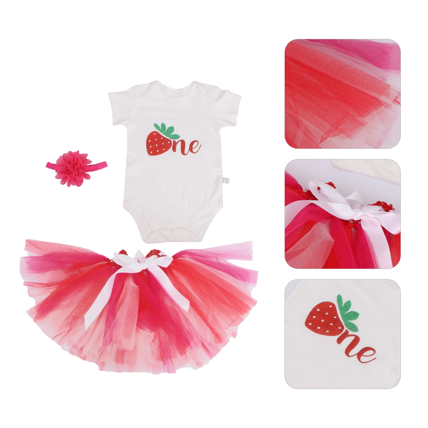 1 Set Baby Clothing Set Strawberry Climb Clothes Tutu Skirt Set (Style 1 12-18M)