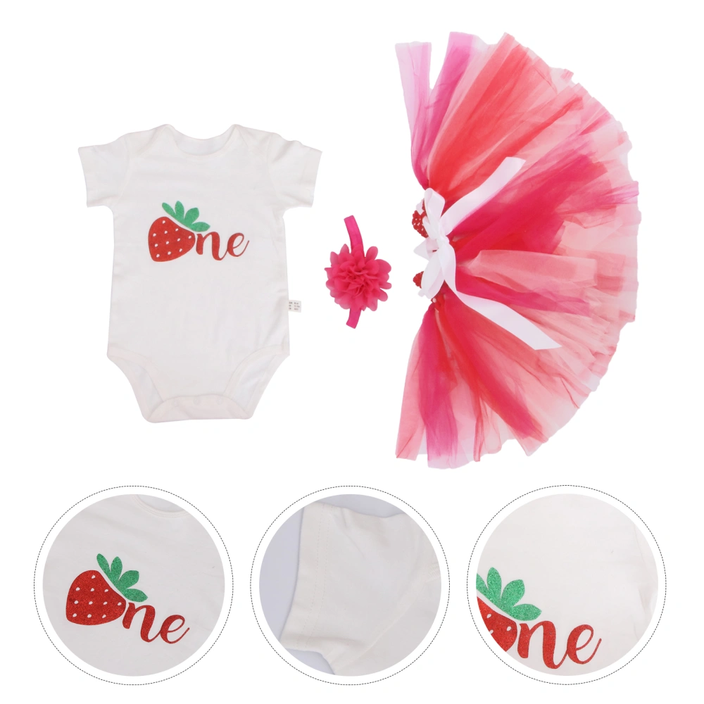 1 Set Baby Clothing Set Strawberry Climb Clothes Tutu Skirt Set (Style 1 12-18M)