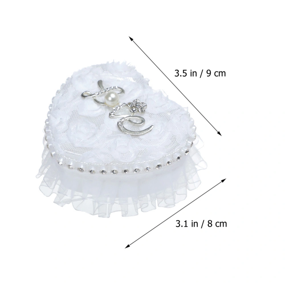 Decorative Lace Jewelry Box Romantic Heart-shape Ring Case Wedding Rings Holder