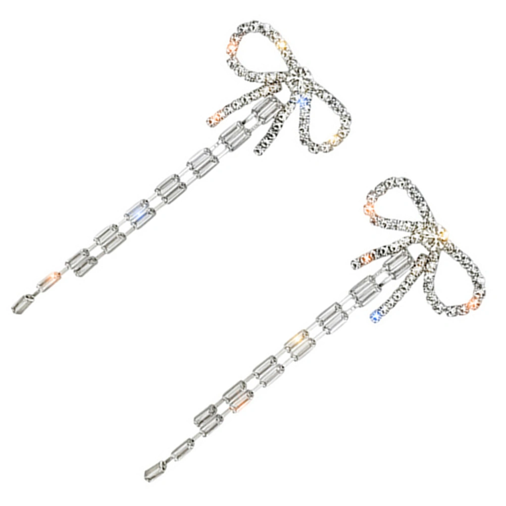 1 Pair Fashionable Earrings Decorative Tassel Bowknot Earrings (Silver)