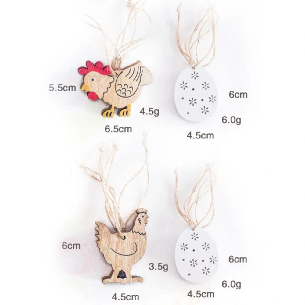 16pcs Easter Wooden Hanging Decorations Color Easter Egg Rabbit Chick Flower Shape Pendant for Home Party Supplies