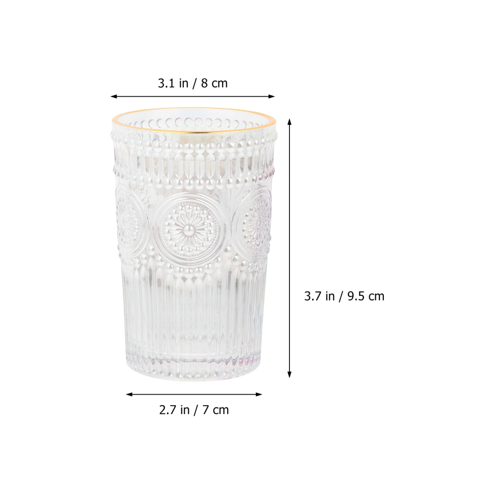 1pc Vintage Embossment Glass Cup Water Mug Beverage Cup for Home Restaurant