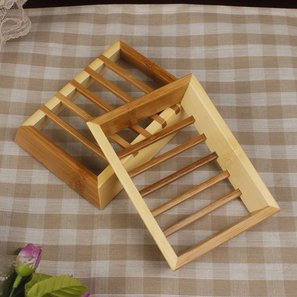 Soap Box Container Storage Organizer Wooden Soap Dish Tray Holder Storage Rack Handmade Natural Bamboo Drain Soap Box for Home Bathroom