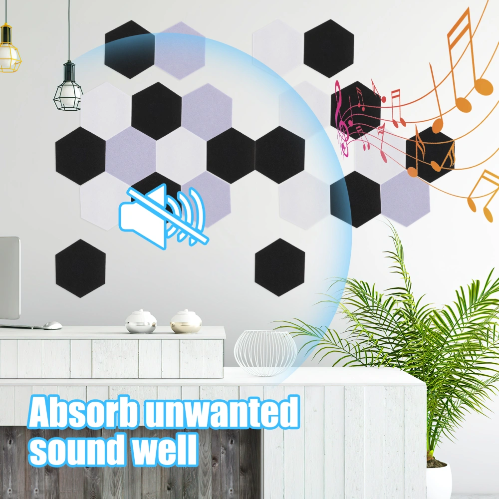 12pcs Acoustical Wall Panel Sound Insulation Material Hexagon Acoustic Panel