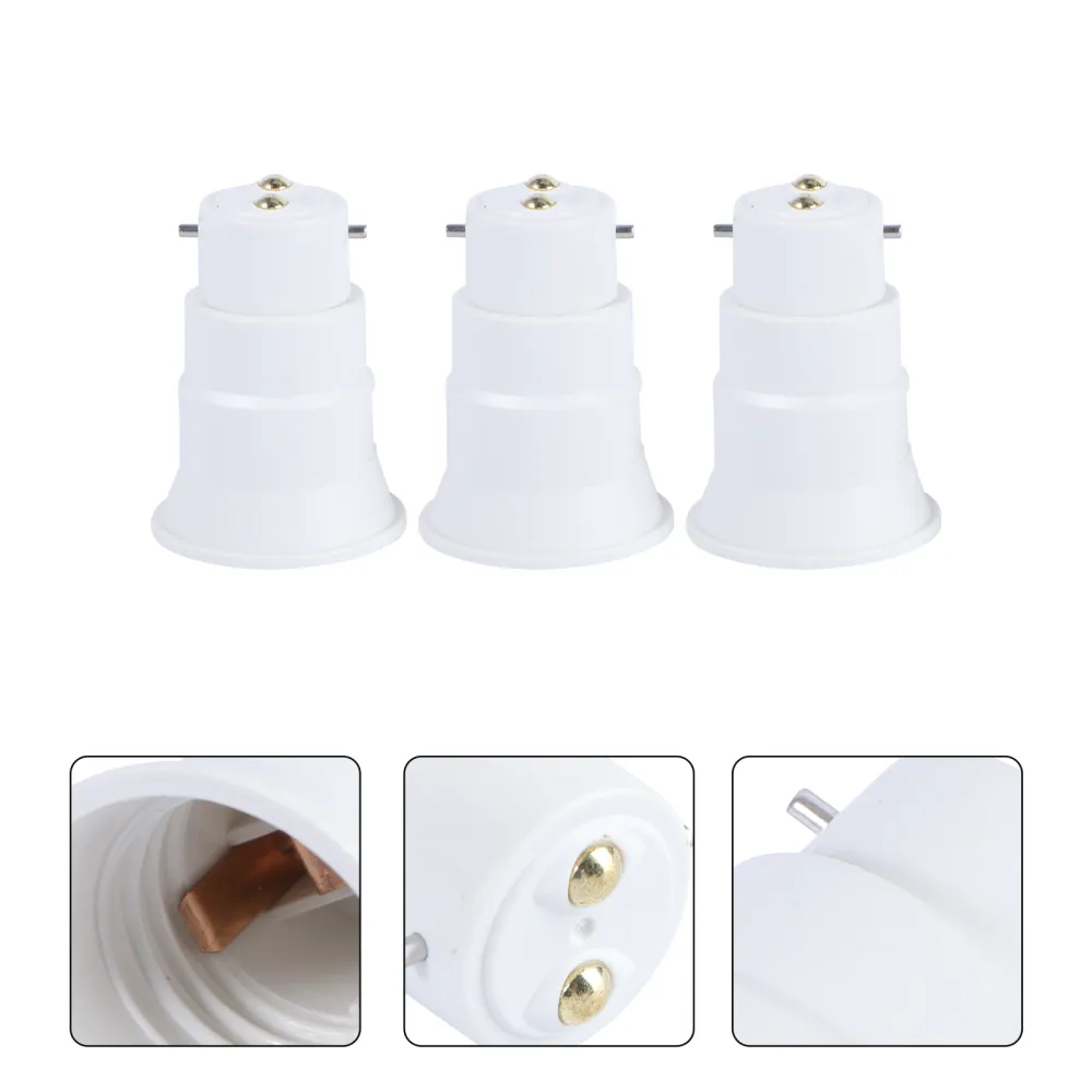 3pcs B22 to E27 Lamp Holder Converter Bayonet Socket Light Bulb Base Adapter Converter (White)