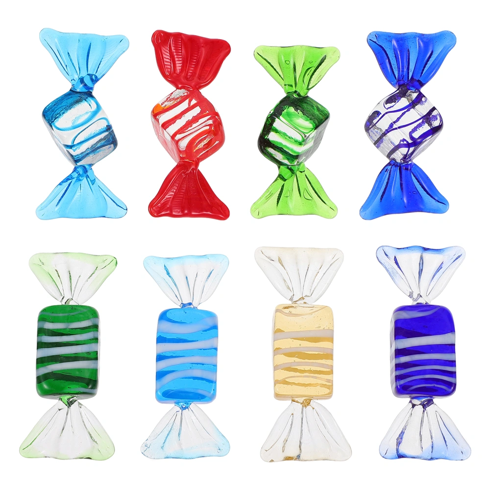 8pcs Colorful Candy Adornments Desktop Glass Candy Ornaments Home Decorations