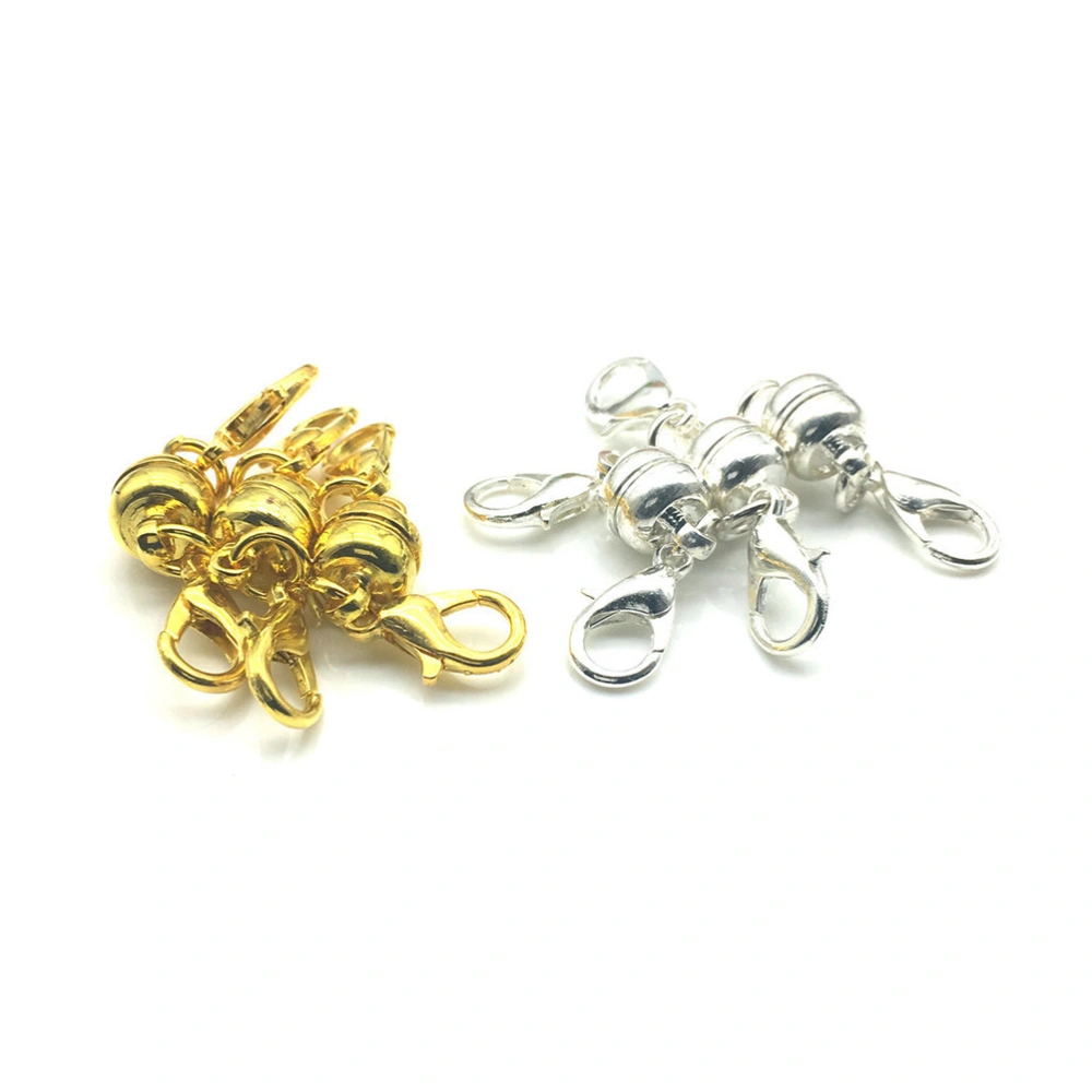 4PCS Elliptical Magnet Buckles with Lobster Clasp Magnetic Jewelry Clasps Necklace Bracelet Connector Accessories (Gold)