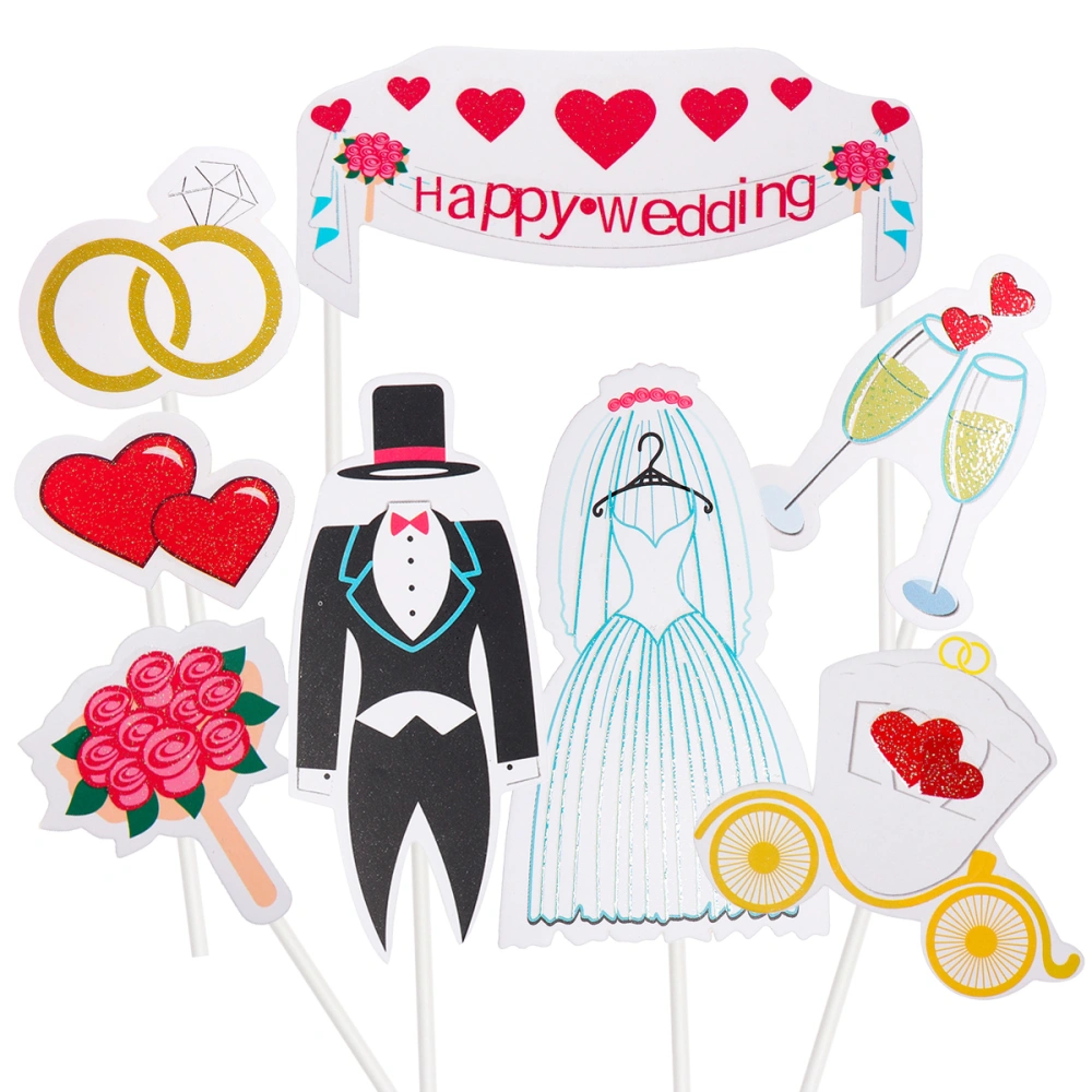 8pcs Happy Wedding Cake Topper Cake Table Dessert Decoration Set for Wedding Party