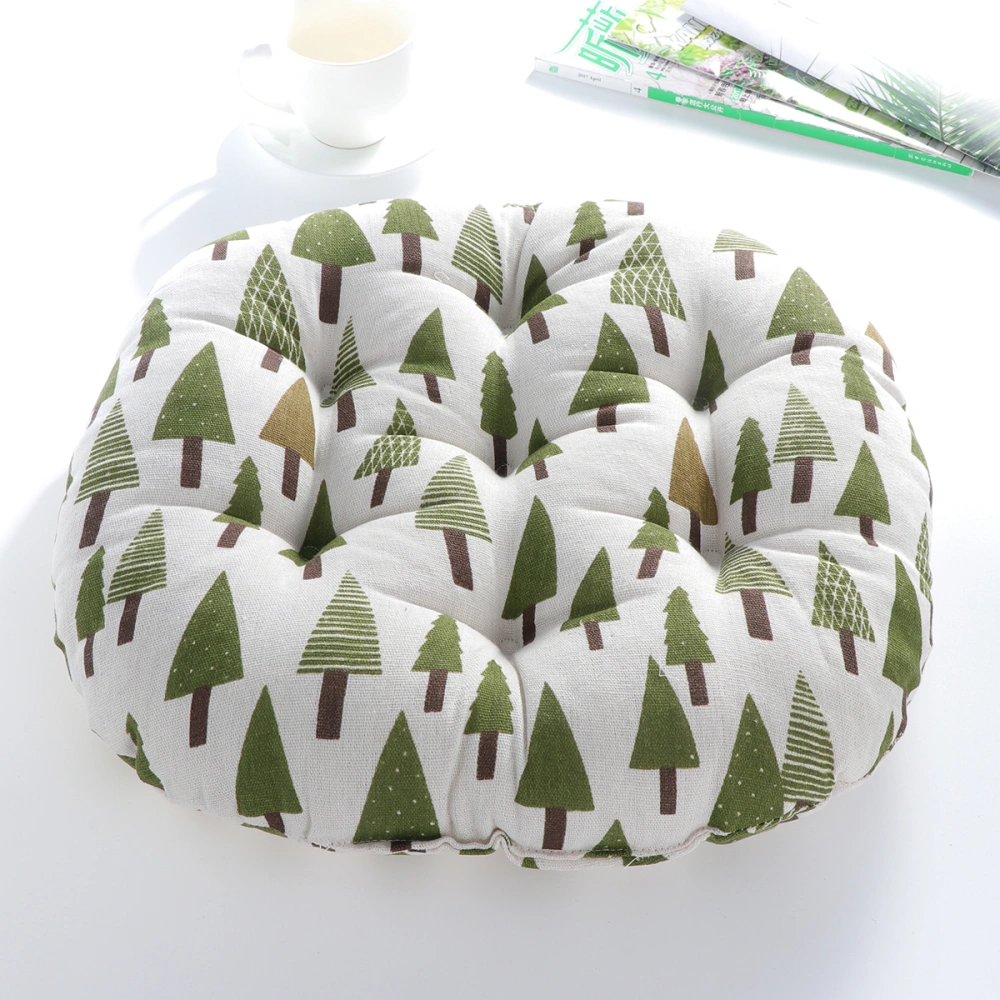 Round Floor Pillow Cushion Cotton Linen Pouf Seat Cushion Yoga Window Tatami Home Office Pad (Trees Pattern) )