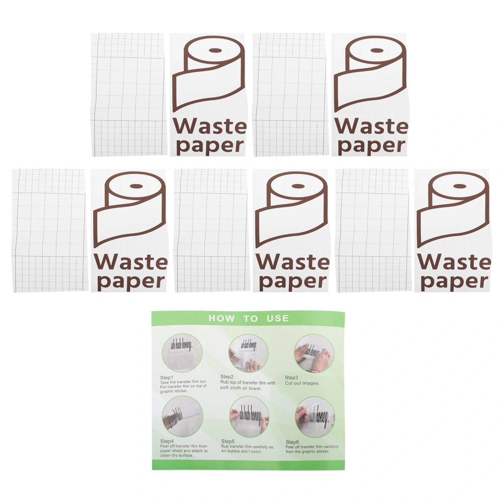 5pcs Trash Classification Decals Trash Can Waste Paper Sticker Waste Bin Stickers