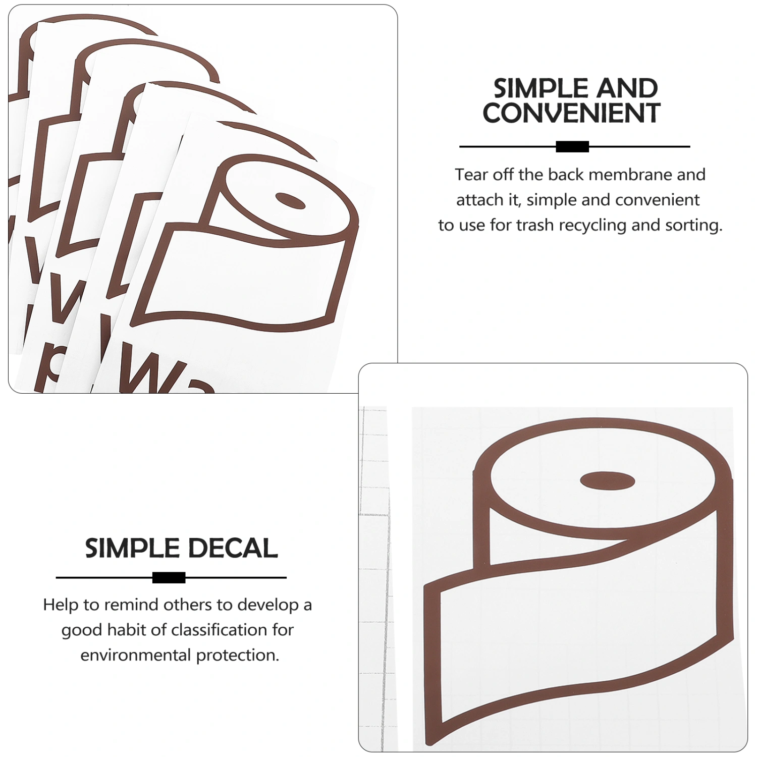 5pcs Trash Classification Decals Trash Can Waste Paper Sticker Waste Bin Stickers