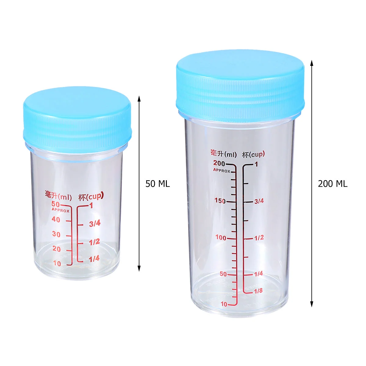 2 Pcs/1 Set Measuring Cups Set Transparent Sacle Measuring Cups Plastic Beakers with Leak Proof Lids for Laboratory Use (Blue)