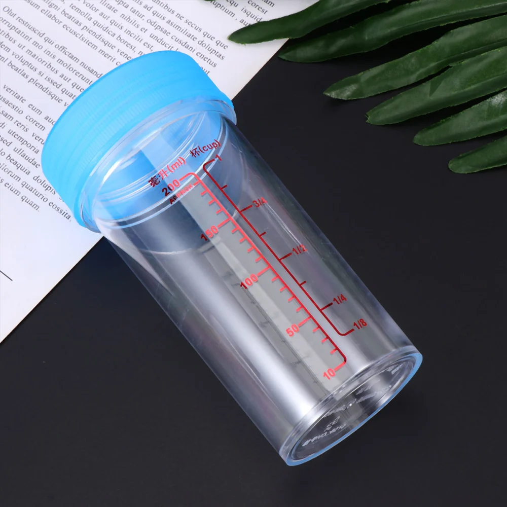 2 Pcs/1 Set Measuring Cups Set Transparent Sacle Measuring Cups Plastic Beakers with Leak Proof Lids for Laboratory Use (Blue)