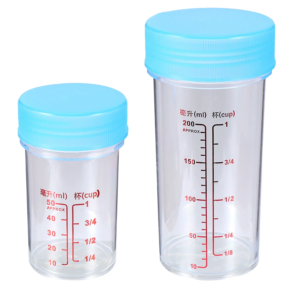 2 Pcs/1 Set Measuring Cups Set Transparent Sacle Measuring Cups Plastic Beakers with Leak Proof Lids for Laboratory Use (Blue)