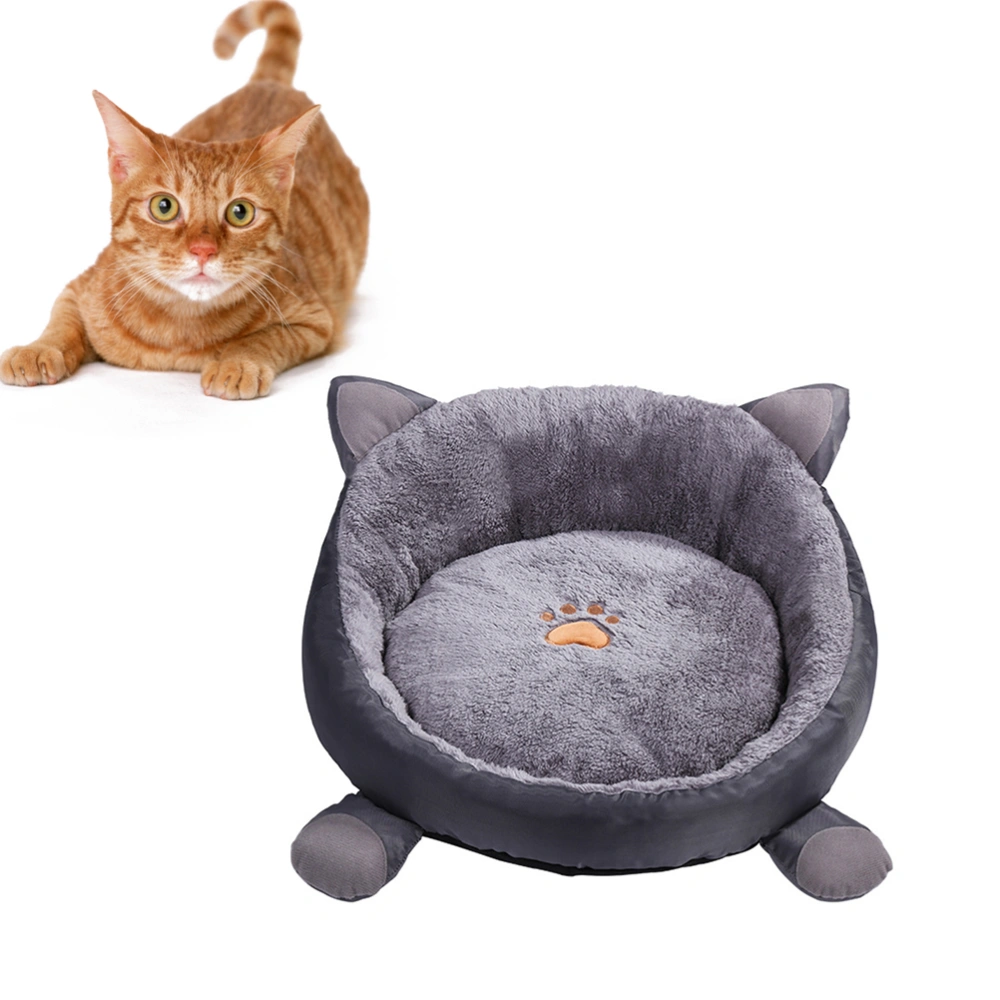 Cat Ear Pet Cat Dog Winter Cushion Beds Round Warm Mats Nests Ears Shape House Bed - Size M (Gray)