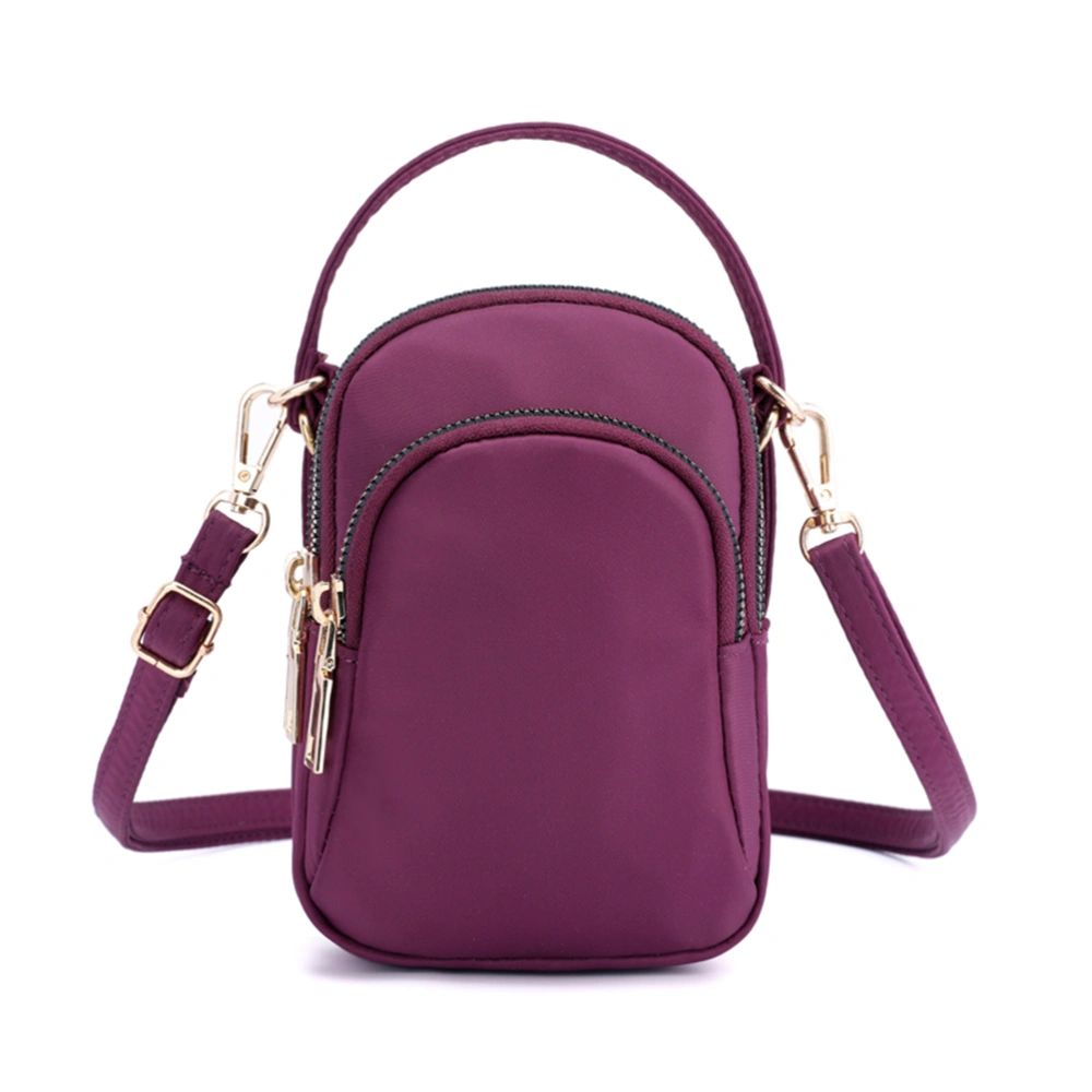 1 PC Women's Mini Bag Trend Shoulder Messenger Bag Lightweight Waterproof Nylon Cloth Bag Phone Key Bag (Purple)
