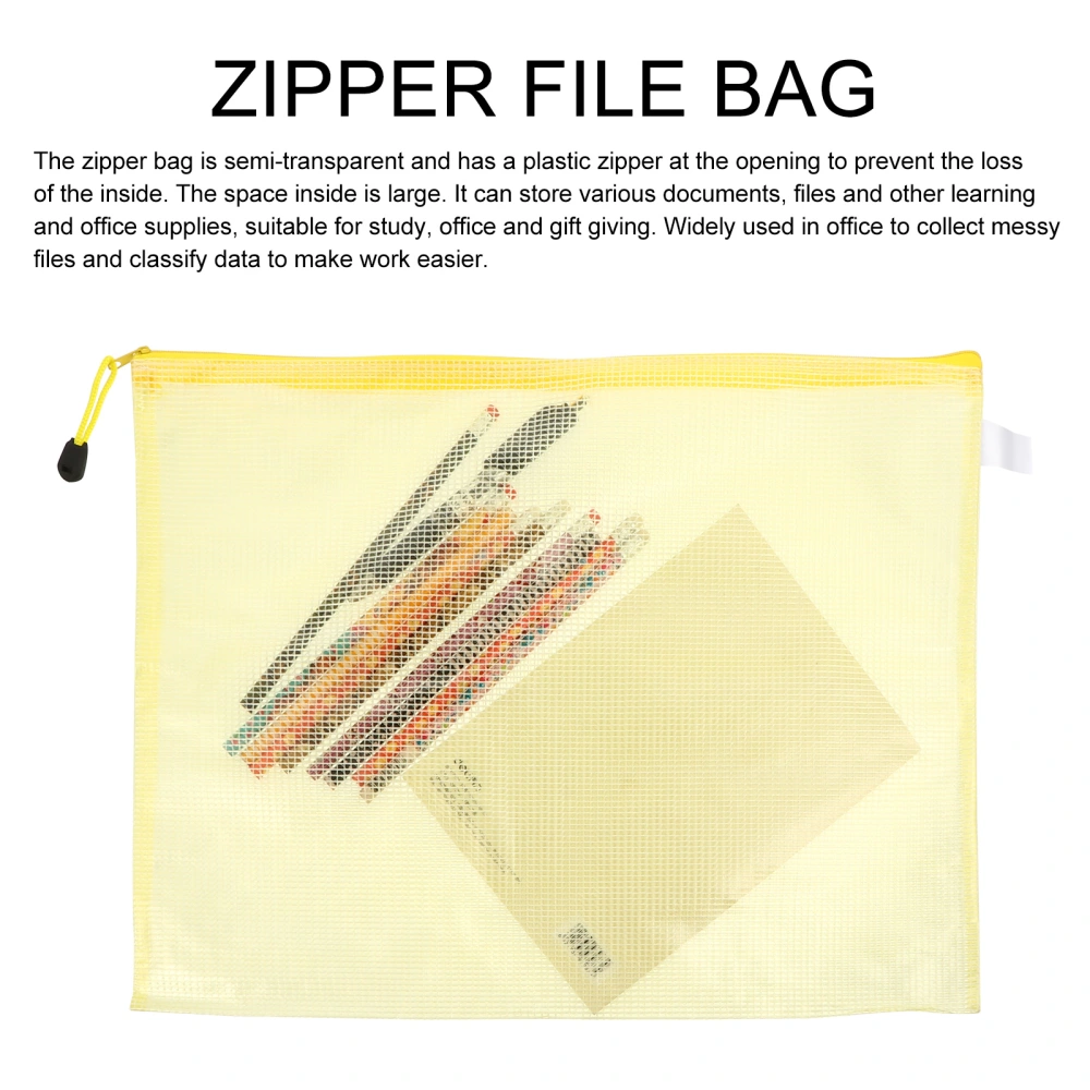 10pcs Zipper File Bags A3 Mesh Zipper Pouch Document Bags for School Office