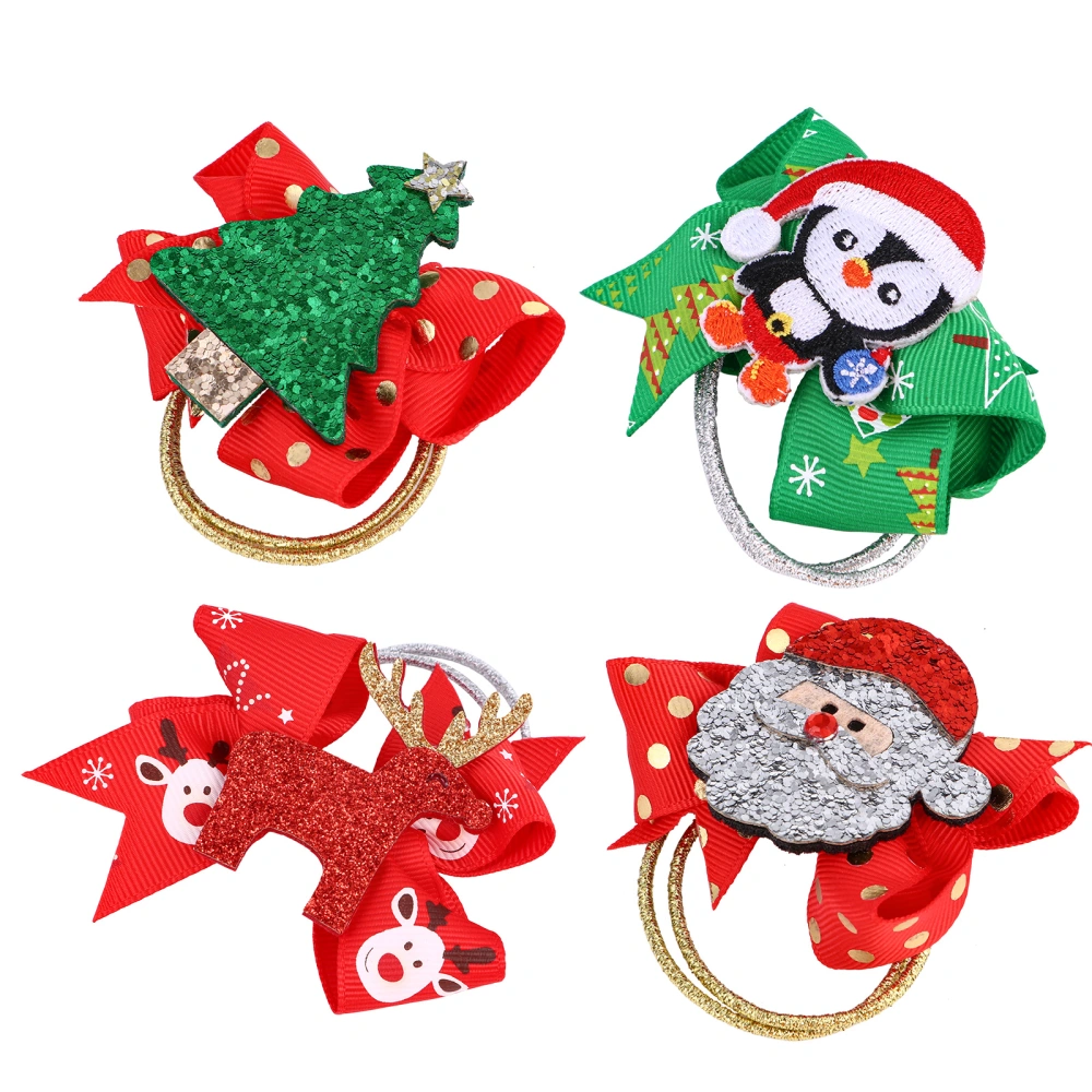 4pcs Christmas Decorative Hair Ties Hair Bands Hair Decorations for Girls Women