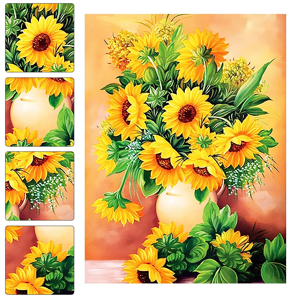1 Set DIY Bead Painting Sunflowers Pattern Drill Painting Home Wall Decoration
