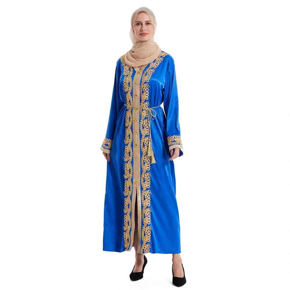 Malaysian Women's V-neck Long-sleeved Sewed Diamond Dress