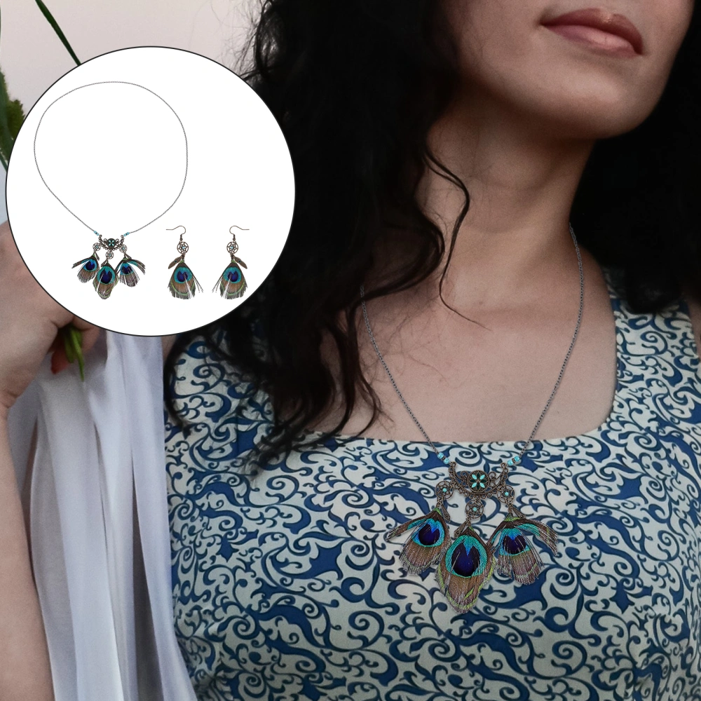 1 Set of Peafowl Series Jewelries Bohemian Earrings Decorative Necklace Gifts