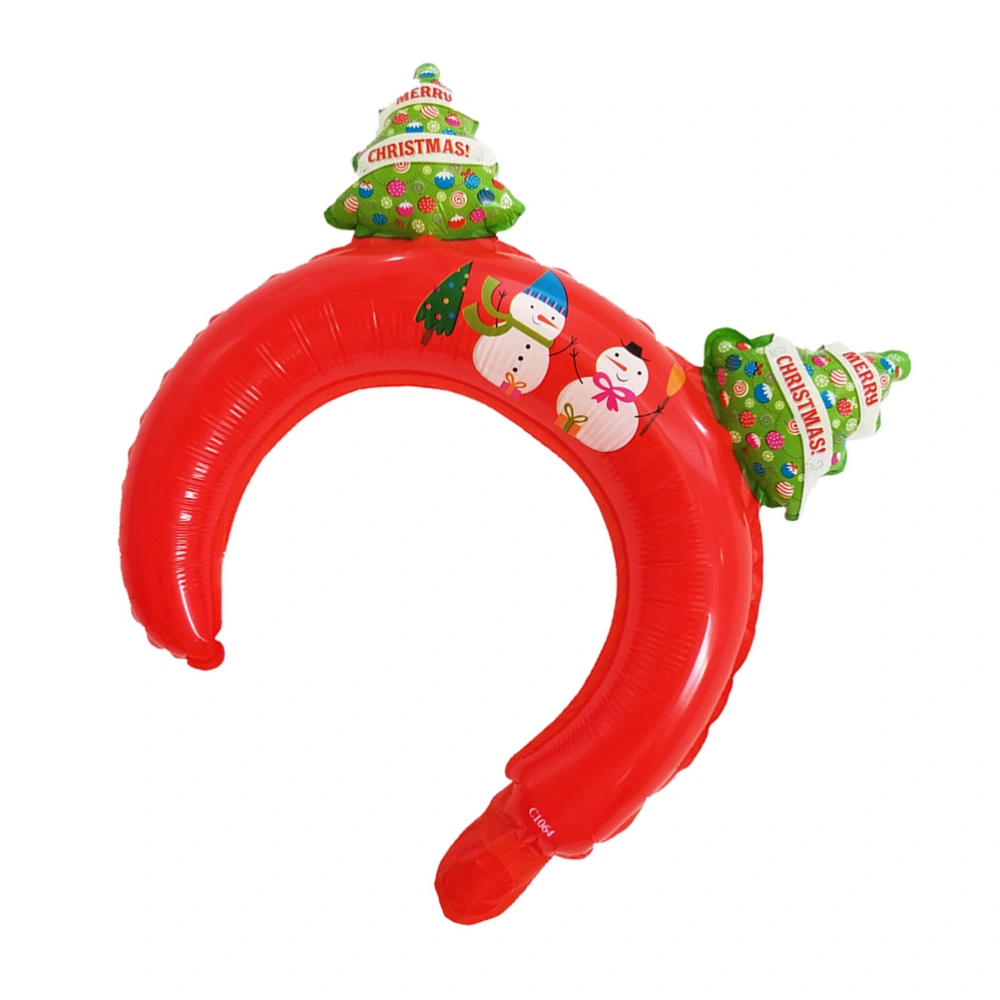 24 Pcs Christmas Balloons Headband Lovely Fashion Christmas Tree Headwear Balloons Unique Aluminum Film Balloon Headdress for Kids Boys Girls