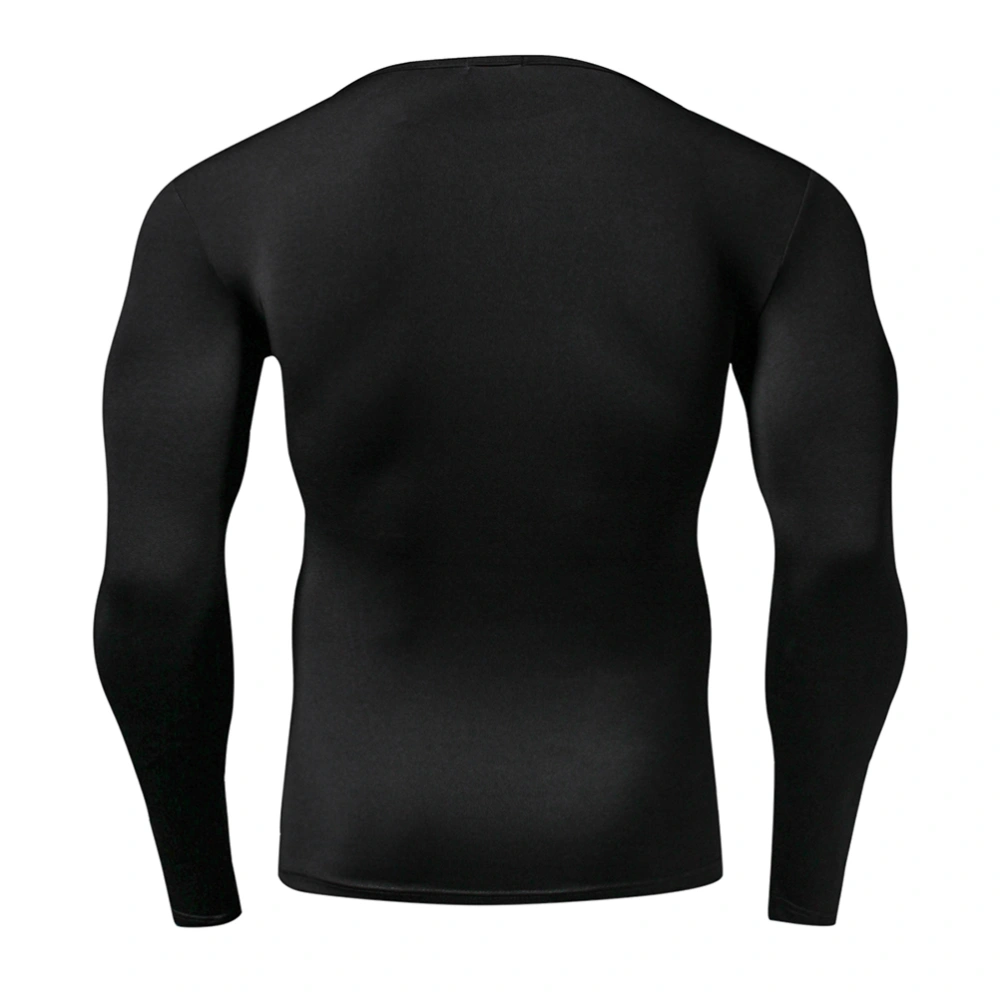 Men's Compression Sports Shirts Under Skins Long Sleeve Fitness Base Layer Tops Shirts Size L (Black)