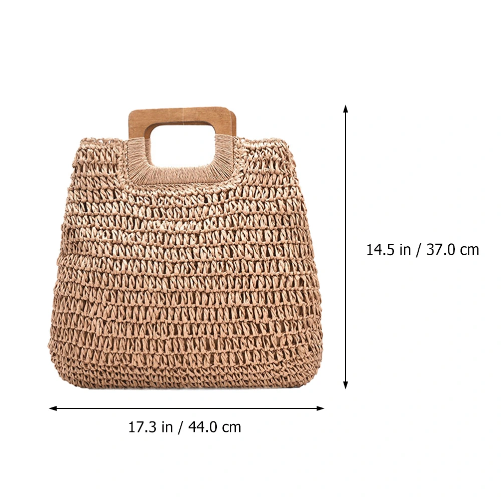 1pc Outdoor Beach Weave Bag Large Capacity Handbag Women Shopping Storage Bag