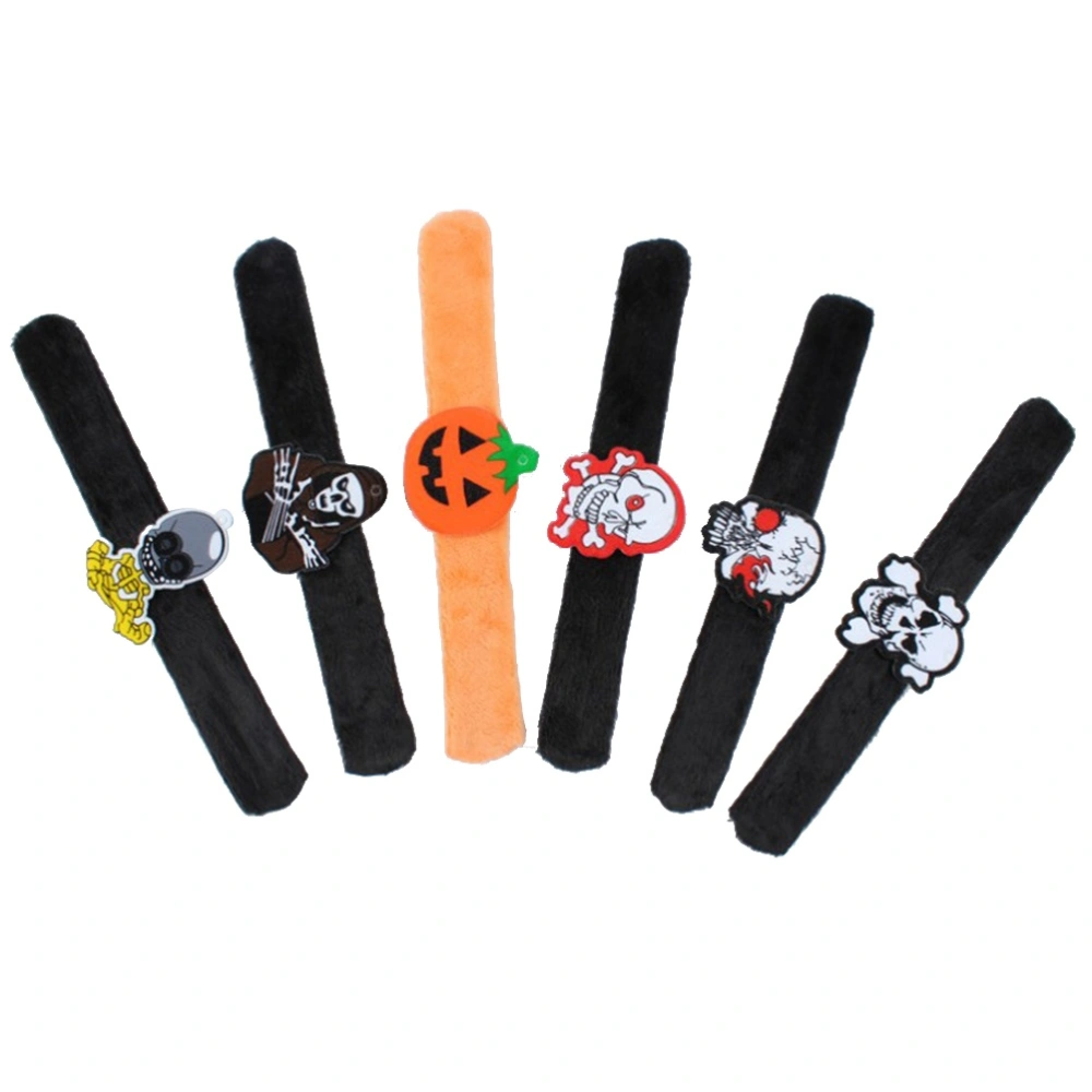 6pcs Halloween Slap Bracelets Wristbands Slap Bands Toy for Kids Children Halloween Party Supplies Random Style