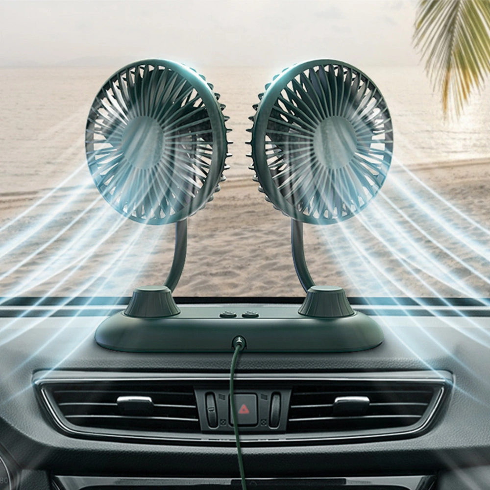 Car Double-head Fan Vehicle Interior Cooling Fan Adjustable Fan for Stroller