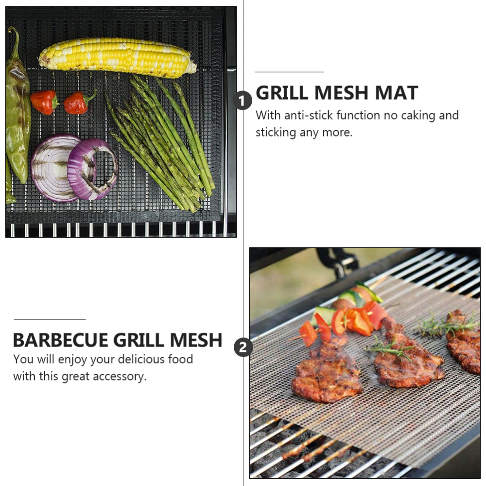 3pcs Grill BBQ Fiberglass Mesh Mats Non-Stick Heat Resistant Barbecue Mat