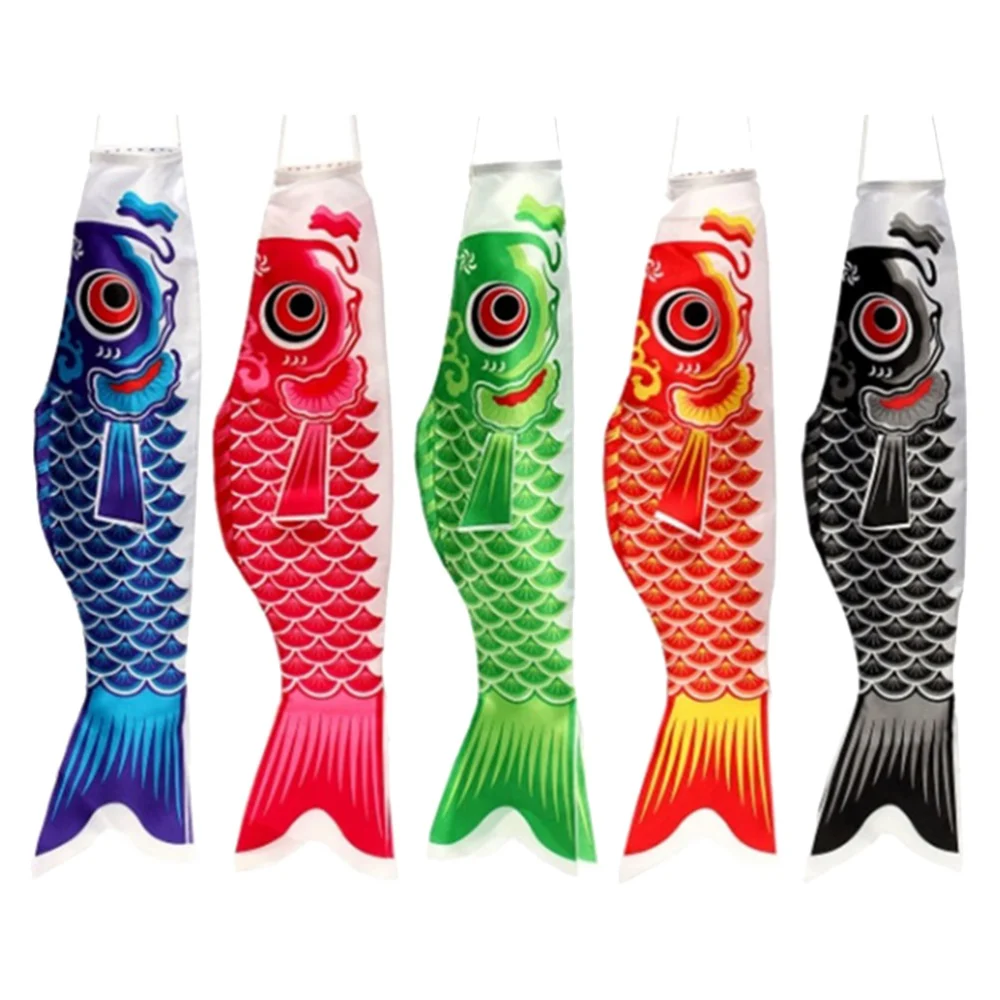 5Pcs Festive Carp Decorative Windsock Flag Creative Garden Hanging Wind Flag