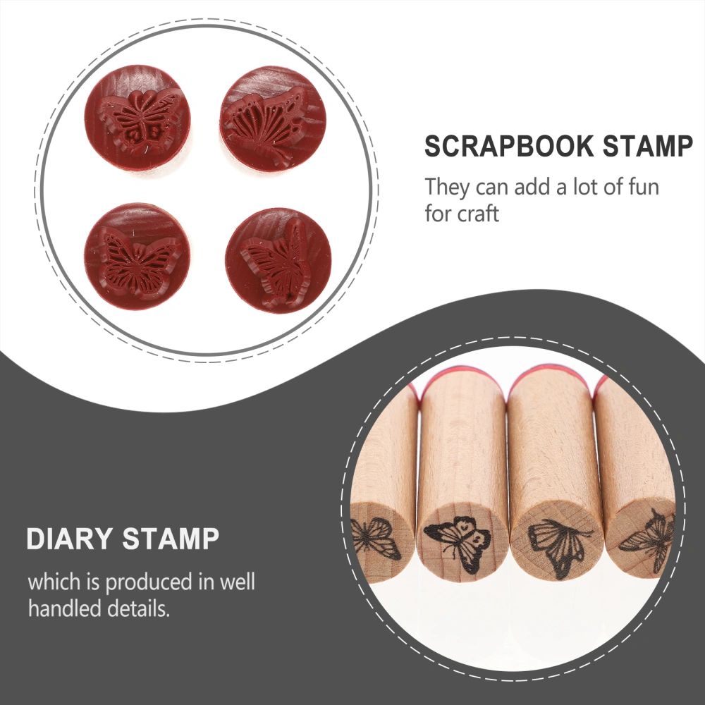 4Pcs Vintage DIY Scrapbook Delicate Stamps Seals for Diary Planner Decoration