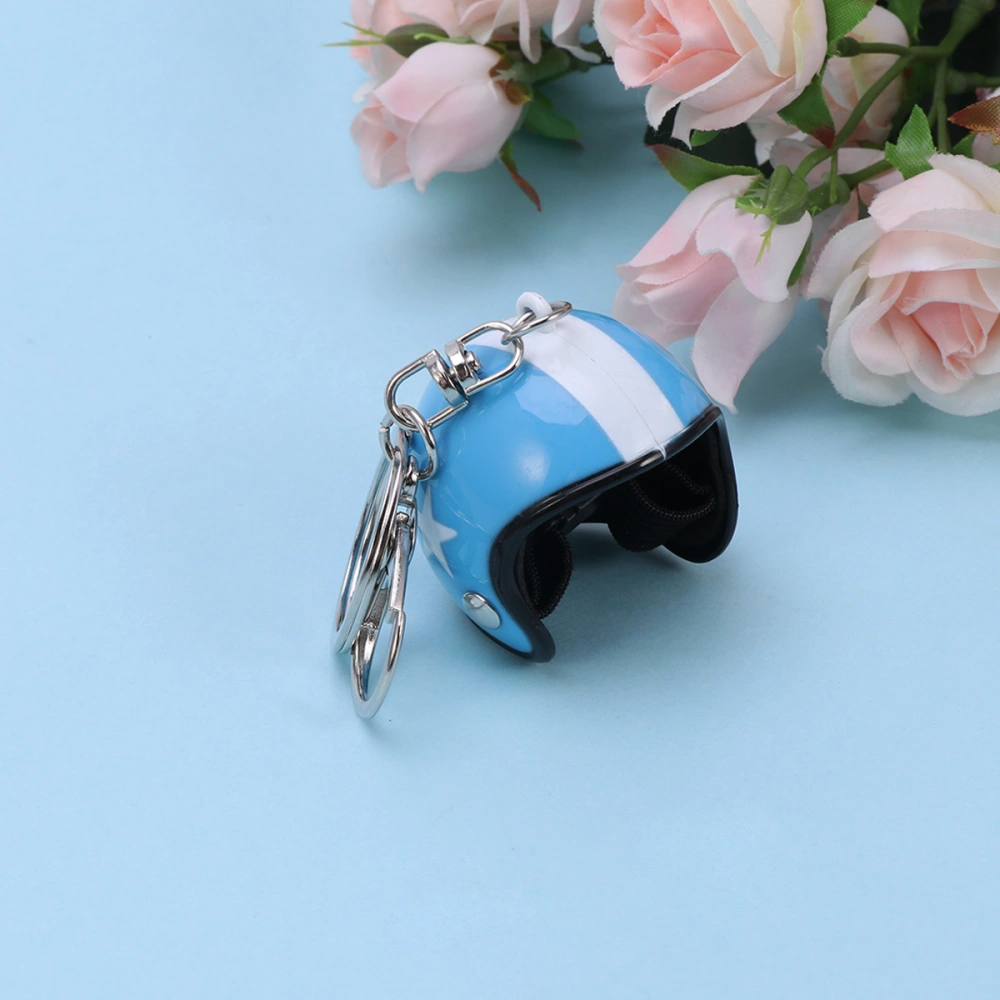 4x4cm Keychain Creative Metal Painting Motorcycle Helmet Fashion Car Personality Pendants - Blue Helmet & White Star