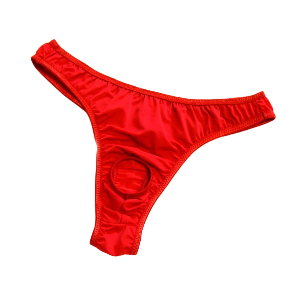 Men Sexy Open Lingerie Front Crotchless Briefs Underwear Panty G-String Thongs (Red)