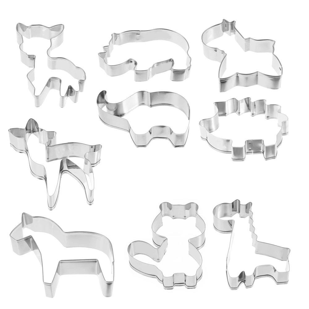 9 Pcs 1 Set Baking Molds Sandwich Cutters Animal Theme Cookie Cutters (Silver)