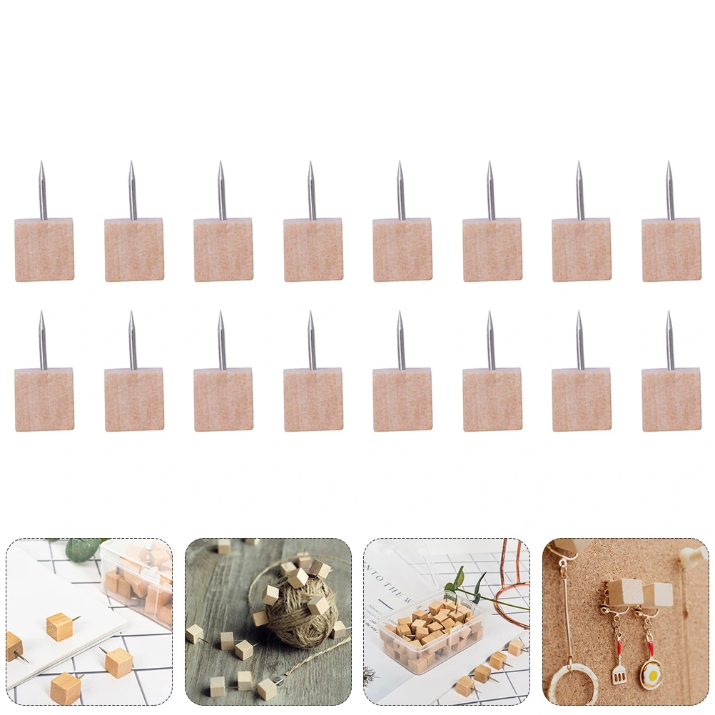 50 Pcs Wooden Head Push Pin Diy Decorative Thumbtack Pin Wooden Pushpin