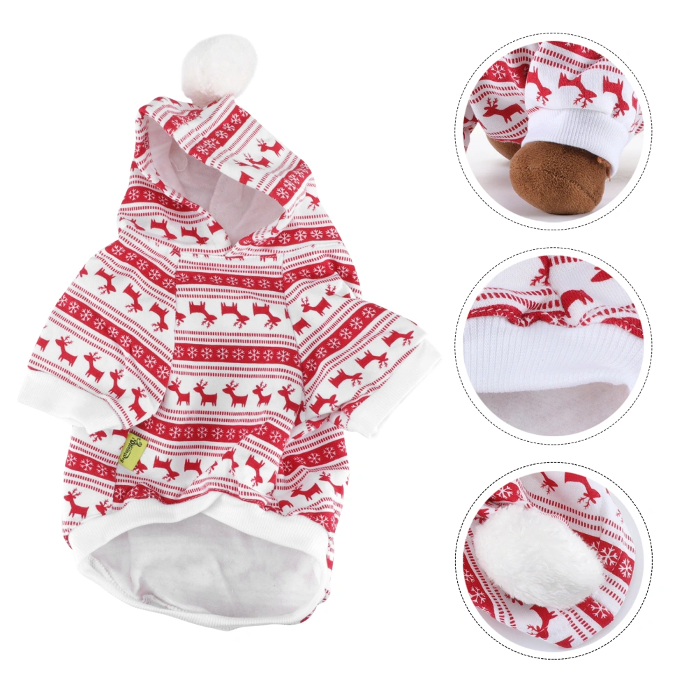 Winter Dog Hooded Coat Christmas Elk Design Clothes Adorable Pet Party Outfit