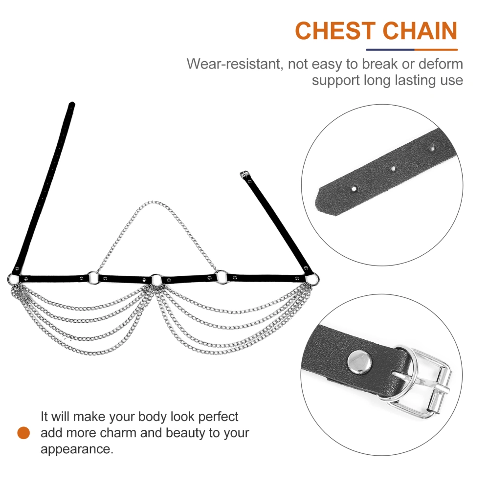 PU Leather Body Chest Chain Party Nightclub Body Jewelry for Women and Girls