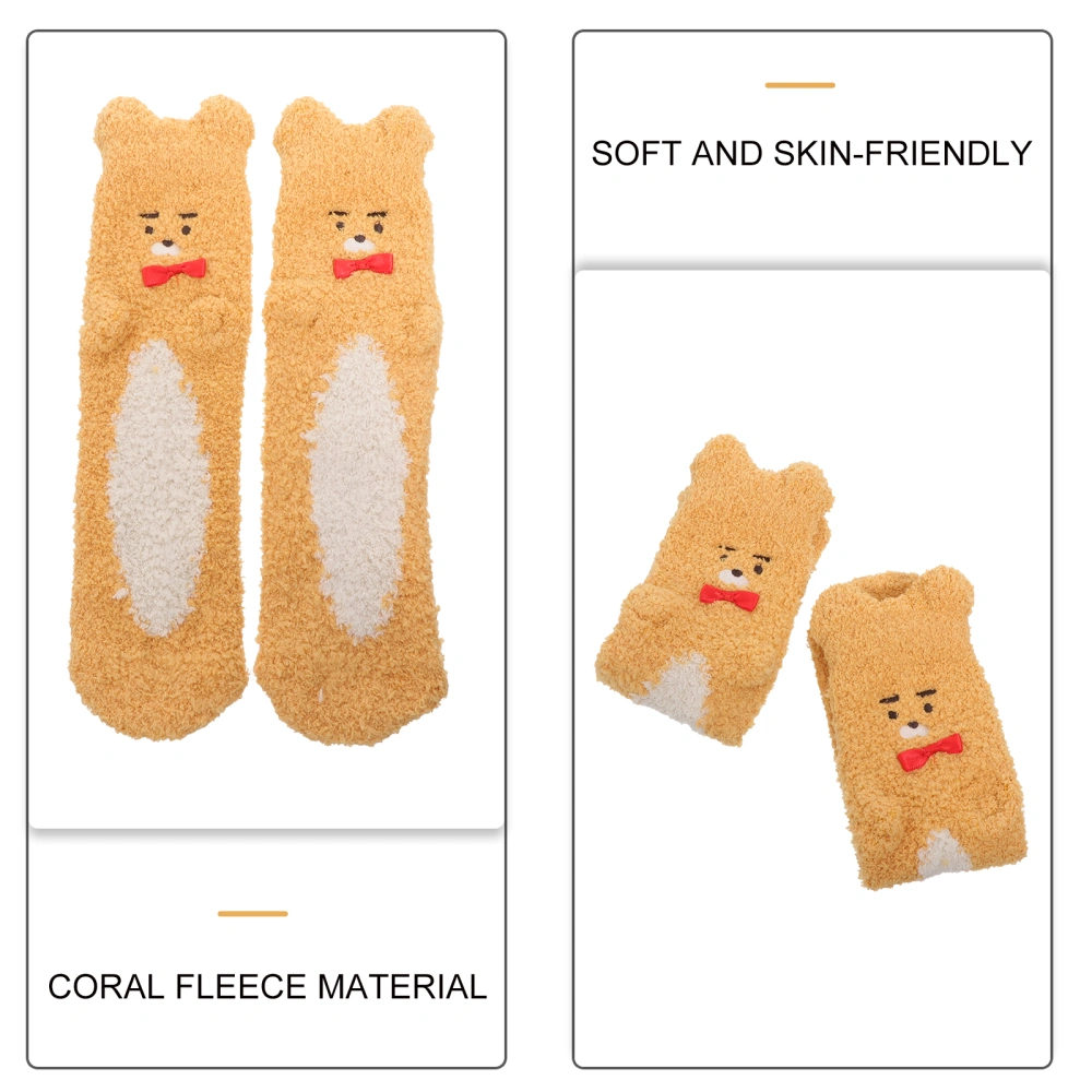 1 Pair Coral Fleece Stockings Thicken Socks Sleeping Stockings Household Socks