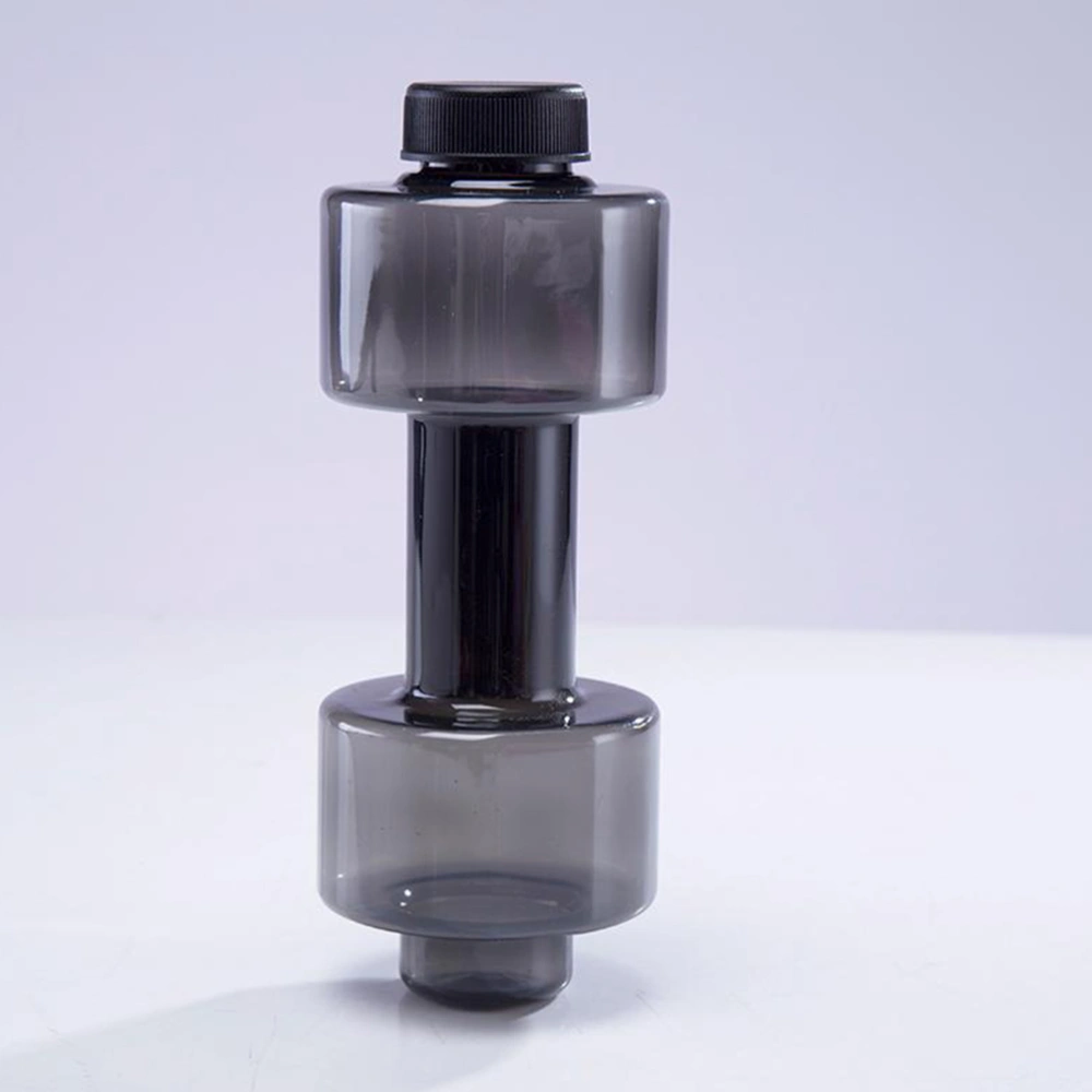 Dumbbell Sports Water Bottle Plastic Space Water Bottle Low Temperature Water Bottle for Sports Exercise Fitness (Black)