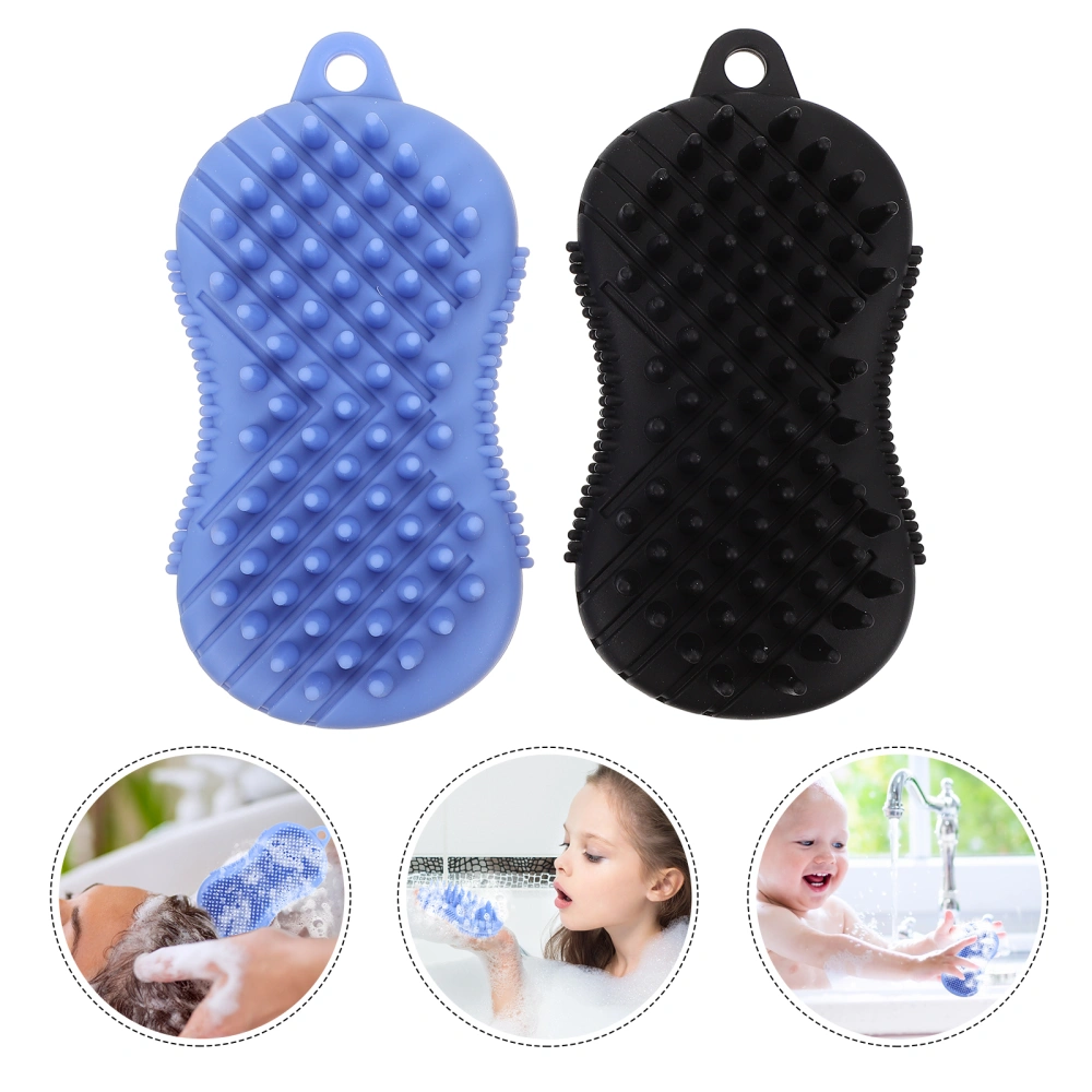 2pcs Silicone Bath Brushes Cleaning Body Brushes Hair Scrubbers Bath Supplies