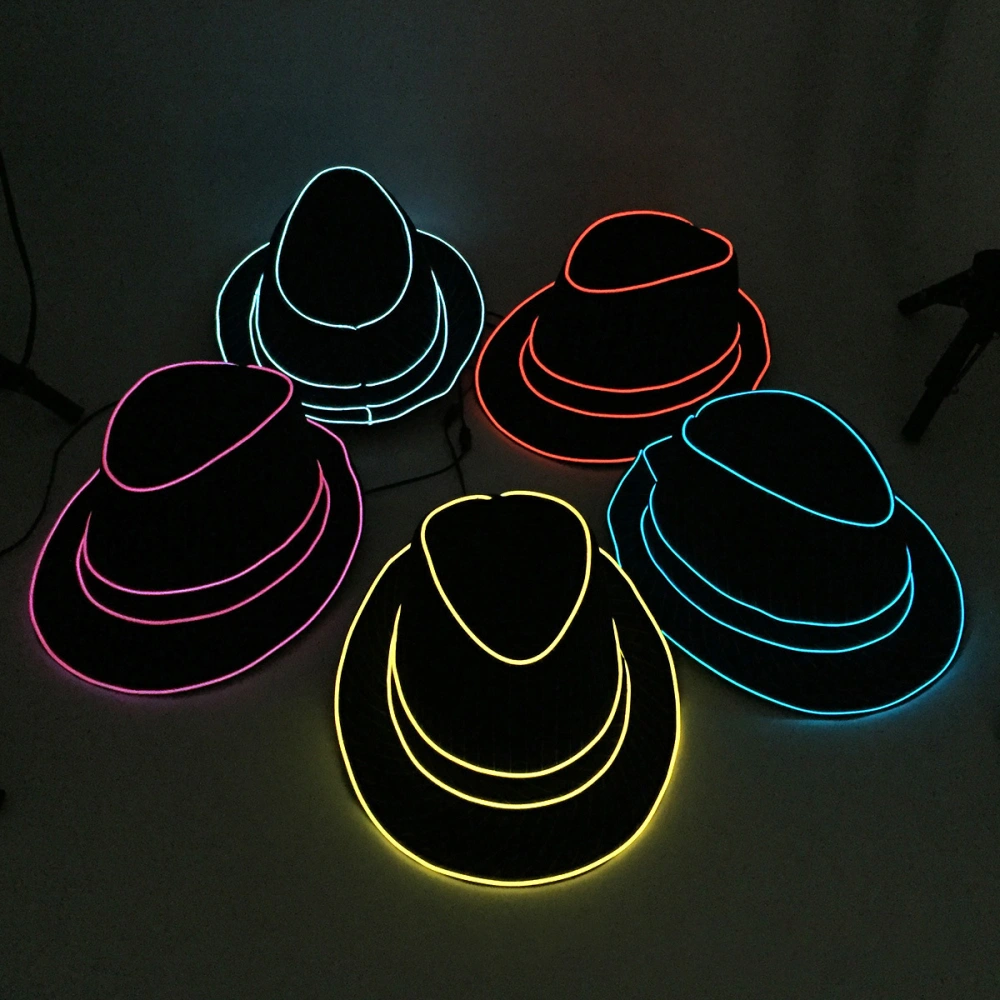 1.5V LED Jazz Hat Flashing Fedora Falshing Stage Performing Halloween Fancy Dress Party (Dark Blue Light)