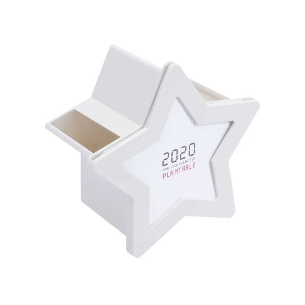 2020 Fashion Desktop Calendar Decoration Simple Pen Container Star Shaped Storage Box(White)