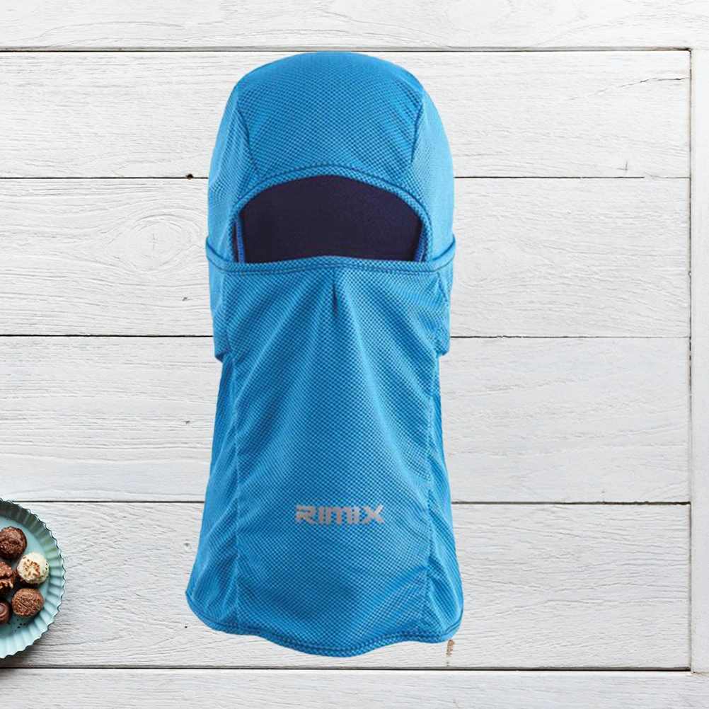 Ice Silk Headgear Summer Neck Outdoor Cycling Hood Face Mask Protective Hat Helmet Liner Mask for Women Men (Blue)