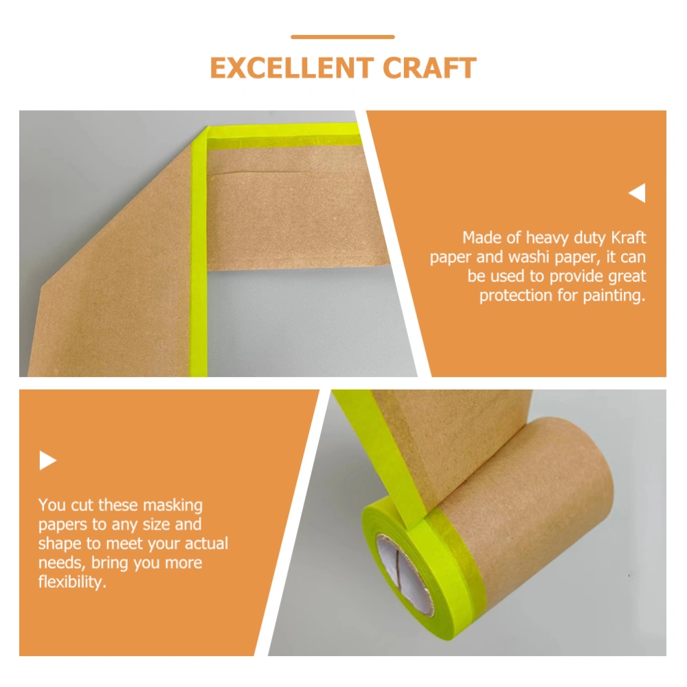 2 Rolls Paint Masking Paper Car Furniture Protection Covering Paper Paint Tape 11 Meters