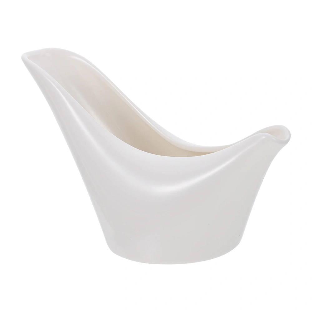 1Pc Ceramic Gravy Boat Sauce Boat Milk Coffee Cup Storage Container (White)